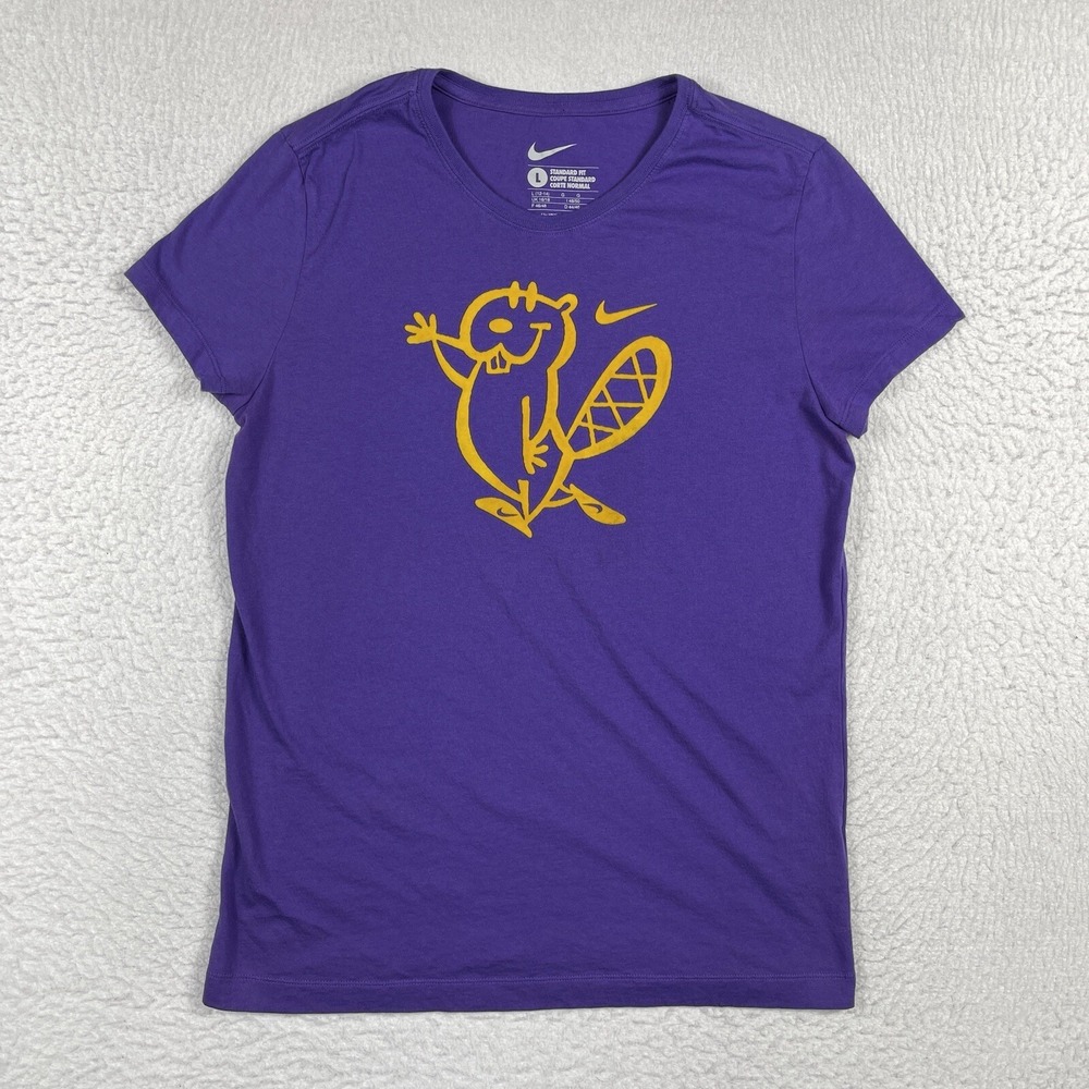 Nike Shirt Womens Large Purple Stuart Harrison Beaver Logo Gym‎ Skate Casual Tee